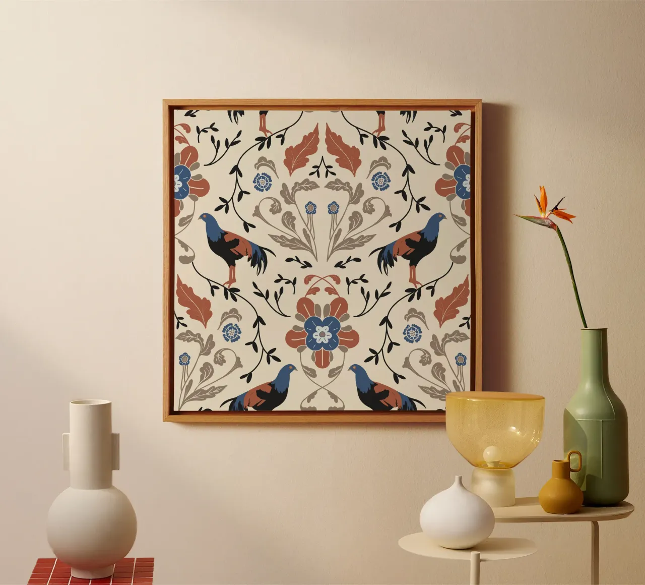 Bohemian Roosters Pattern tela da anisillustration