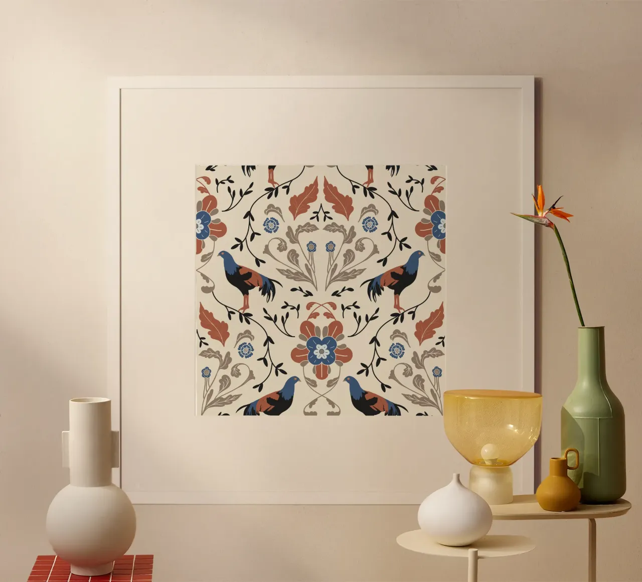 Bohemian Roosters Pattern carta hahnemühle da anisillustration