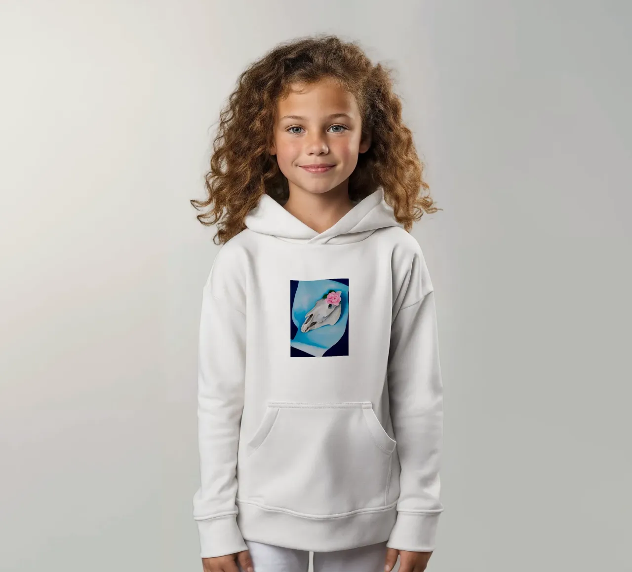 Georgia O'Keeffe - Teschio di cavallo con rosa rosa felpa bambino con cappuccio da Kinsley