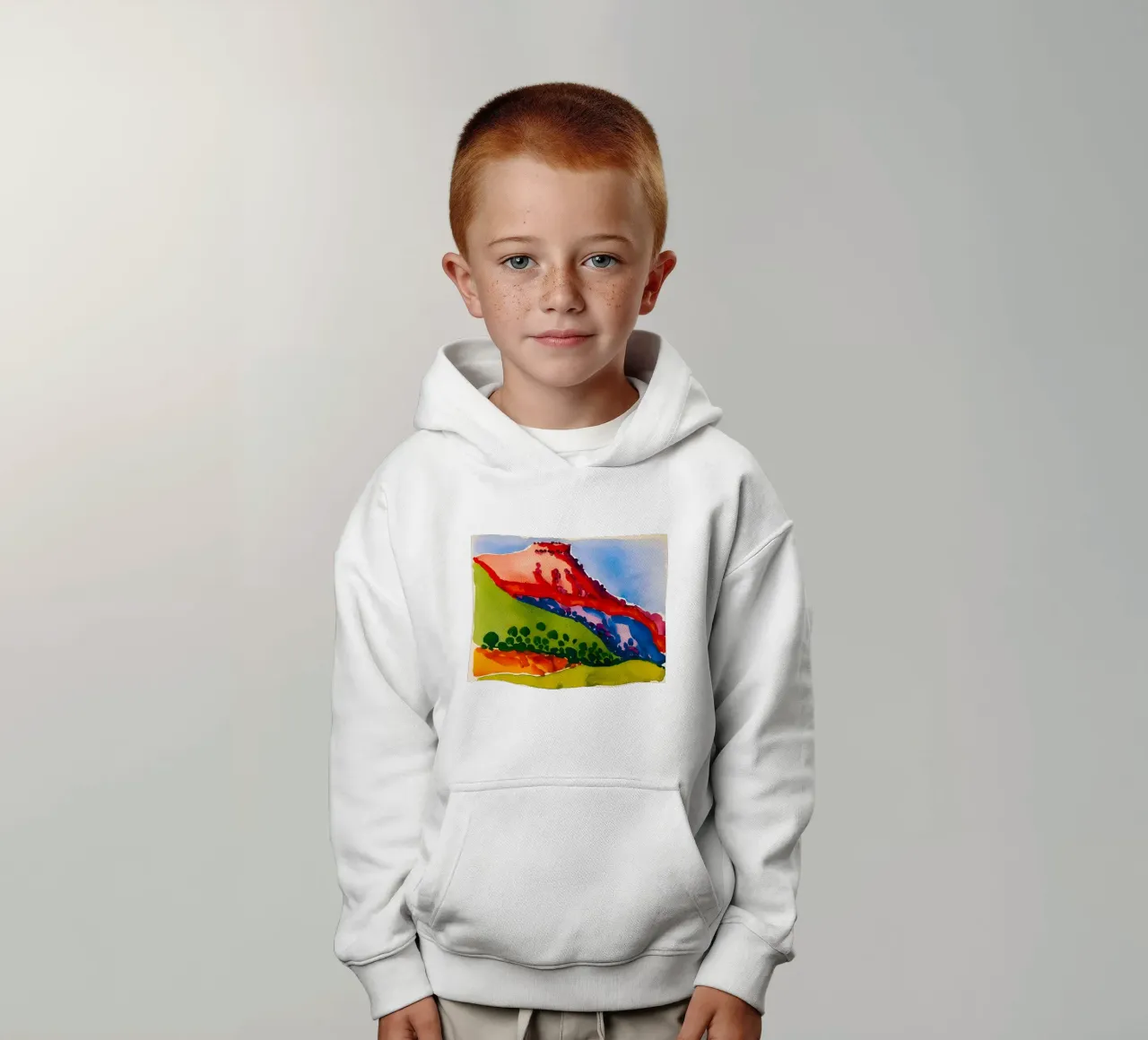 Georgia OKeeffe - Red Mesa , 1917 kids hoodie by Kinsley