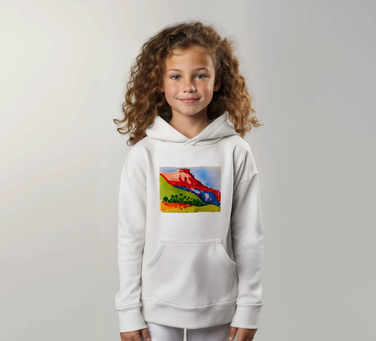 Georgia OKeeffe - Red Mesa , 1917 kids hoodie by Kinsley