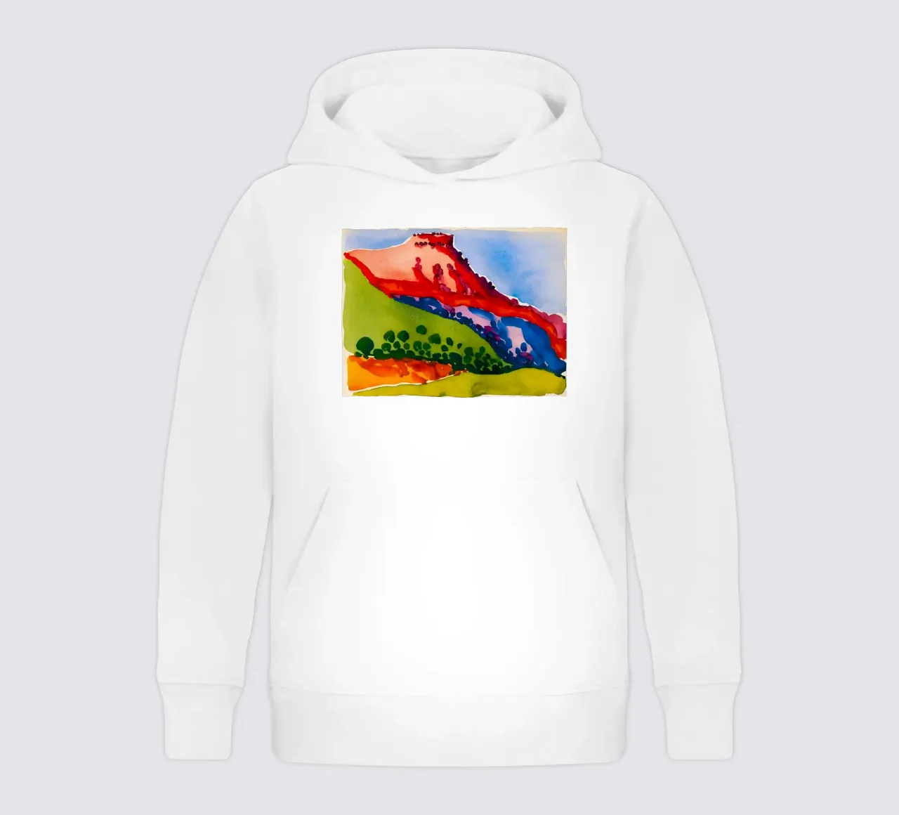Georgia OKeeffe - Red Mesa , 1917 kids hoodie by Kinsley