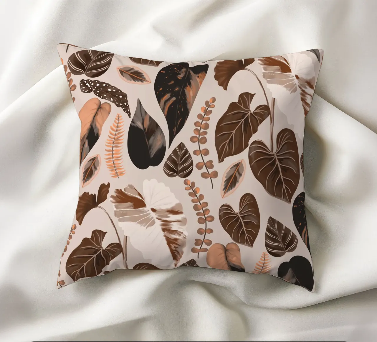Autumn Tropical Leaves Pattern cuscino da anisillustration