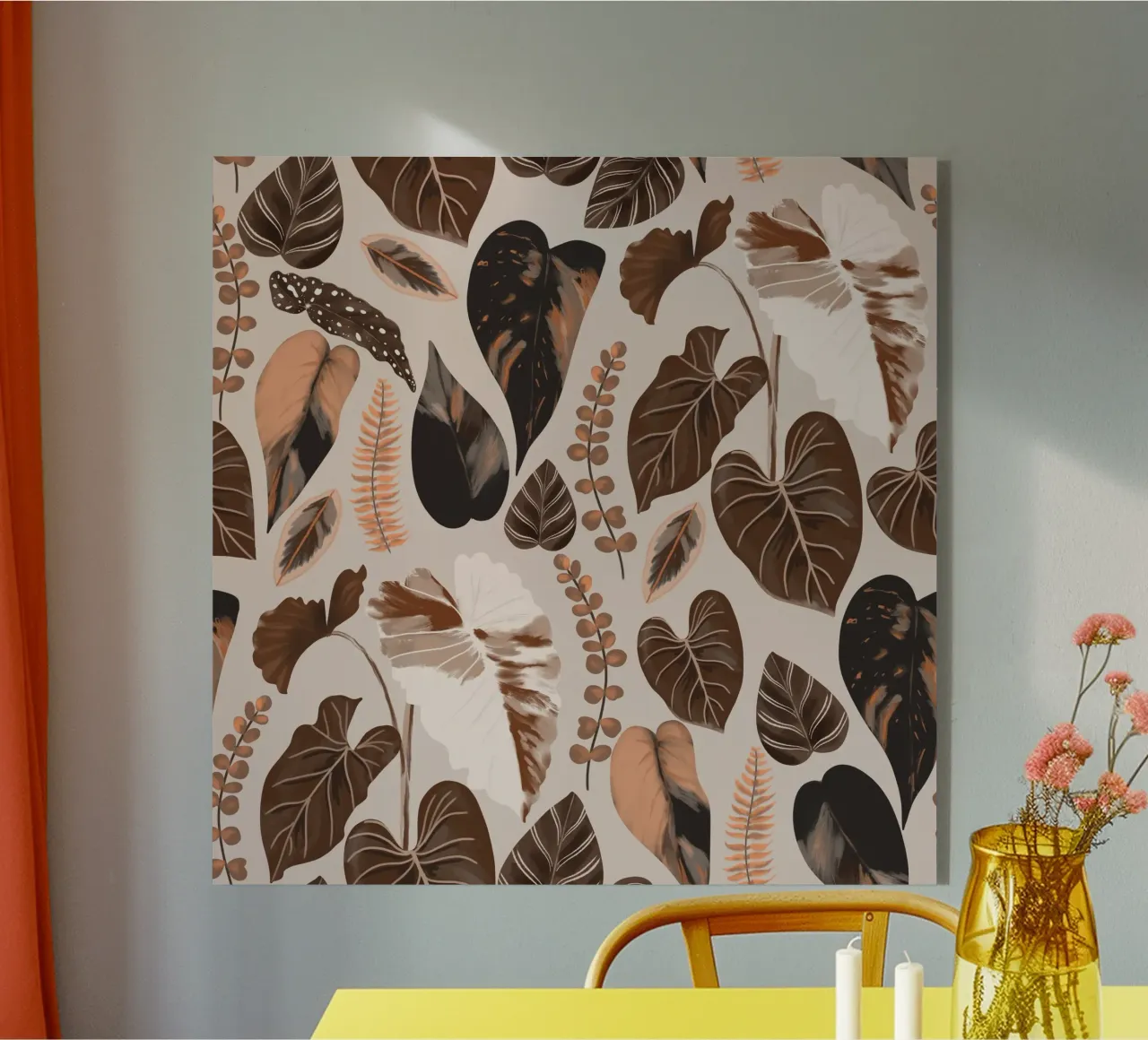 Autumn Tropical Leaves Pattern plexiglass da anisillustration