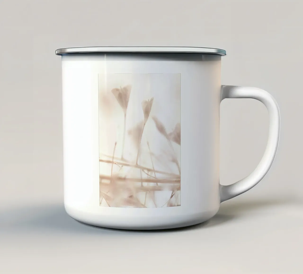 Delicate natural details - Minimalist plant motif enamel mug by Whole©