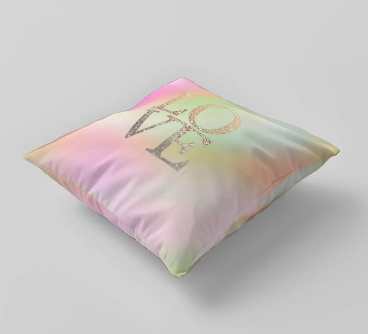 Gold LOVE Regenbogen Kissen von Monika Strigel