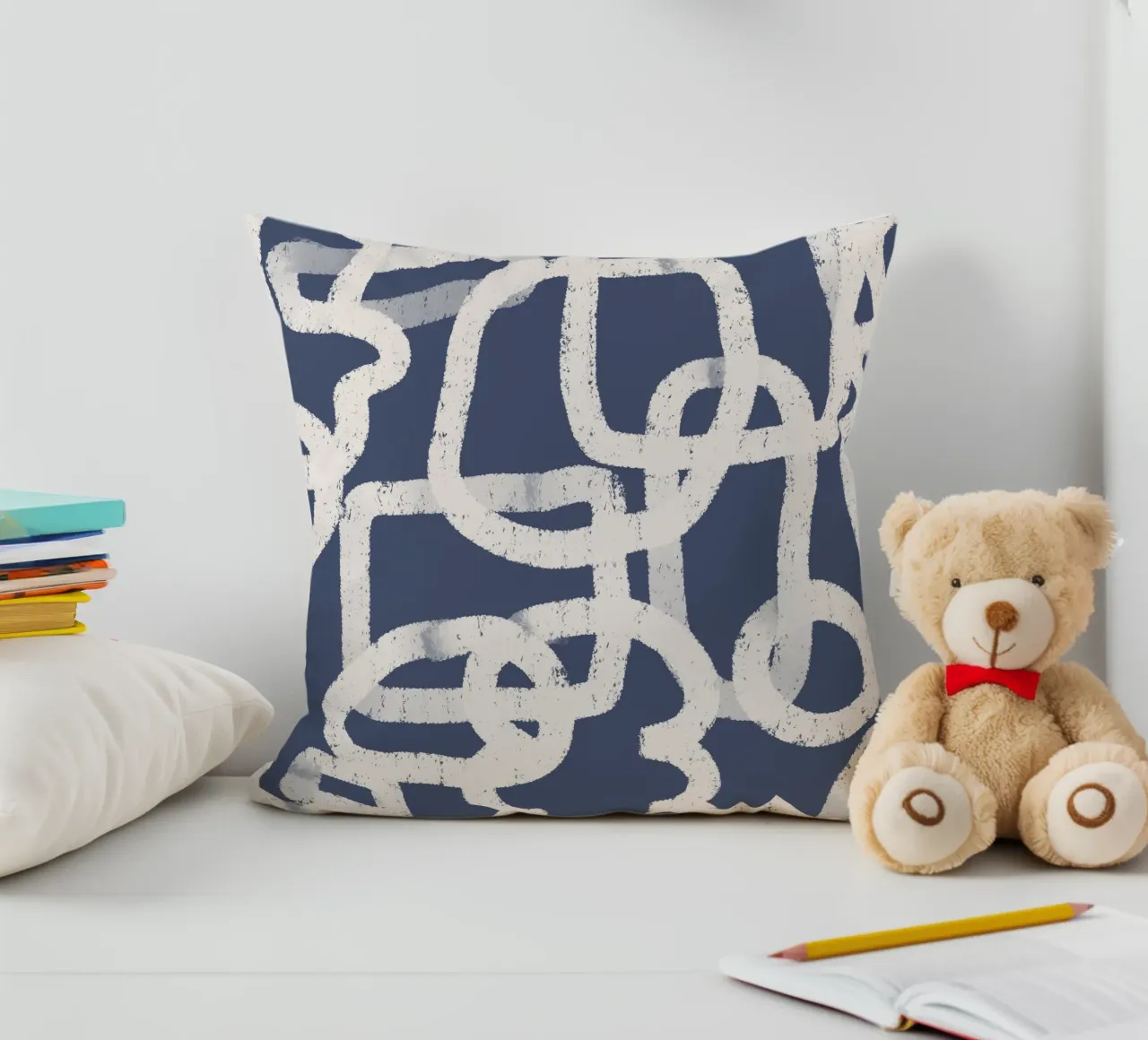 Abstract Doodles Blue Pattern cuscino da anisillustration