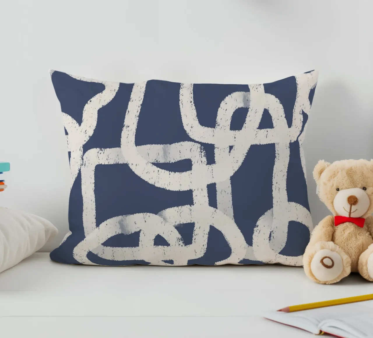 Abstract Doodles Blue Pattern cuscino da anisillustration