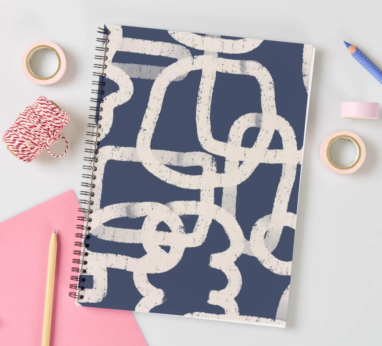 Abstract Doodles Blue Pattern spiral notebook by anisillustration