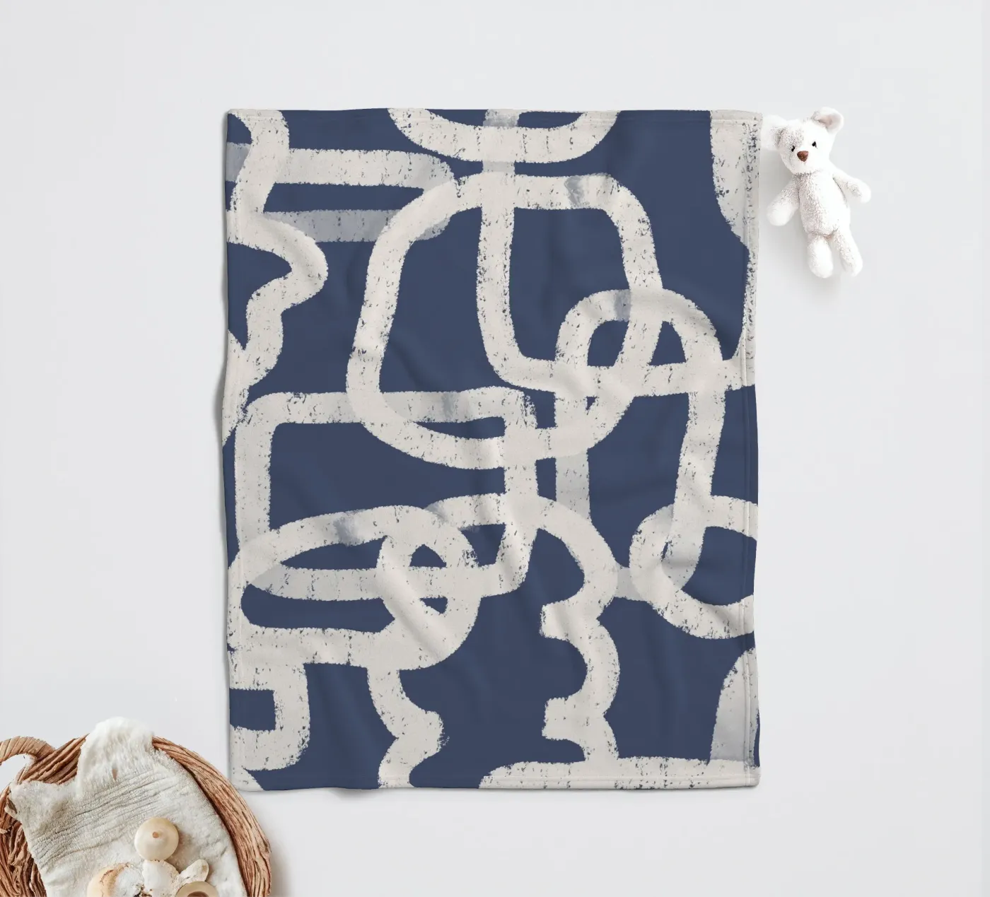 Abstract Doodles Blue Pattern Fleecedecke von anisillustration