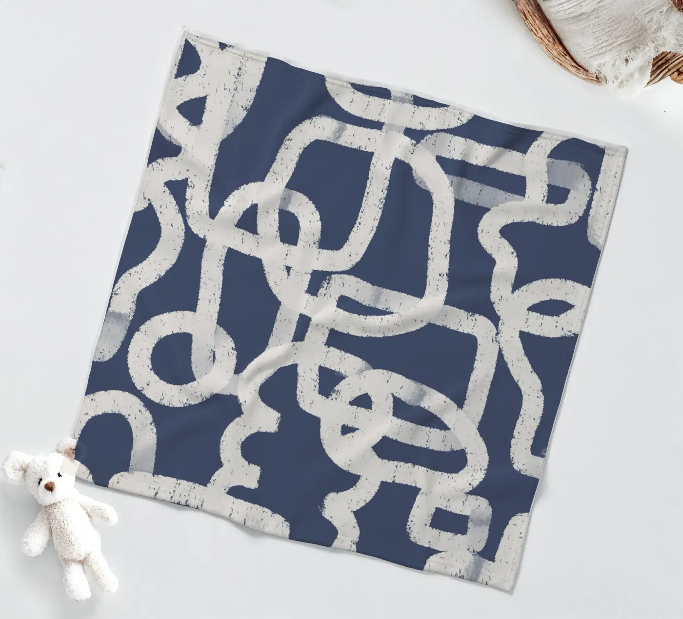 Abstract Doodles Blue Pattern Fleecedecke von anisillustration