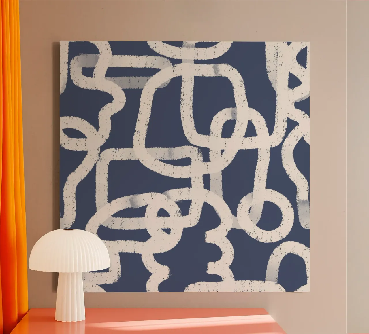 Abstract Doodles Blue Pattern tela da anisillustration