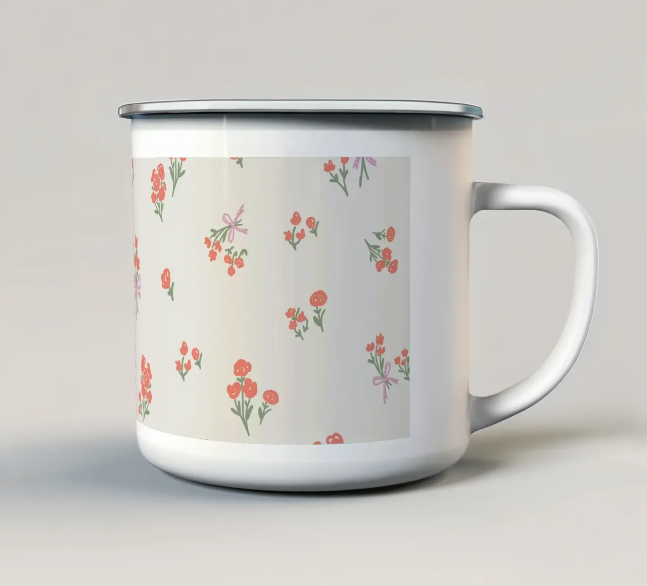 Tiny Red Flowers Pattern tazza in smalto da anisillustration