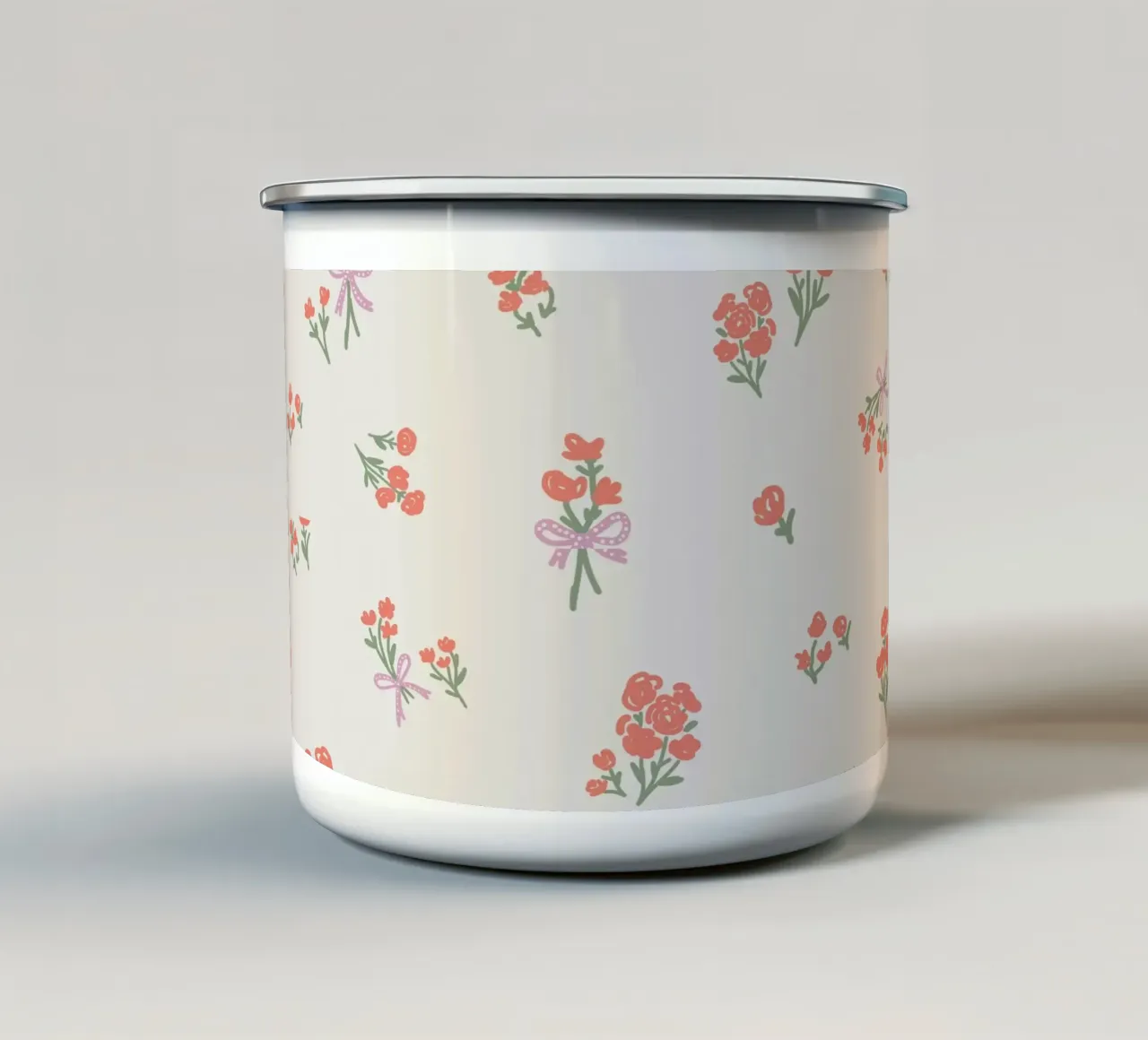 Tiny Red Flowers Pattern tazza in smalto da anisillustration