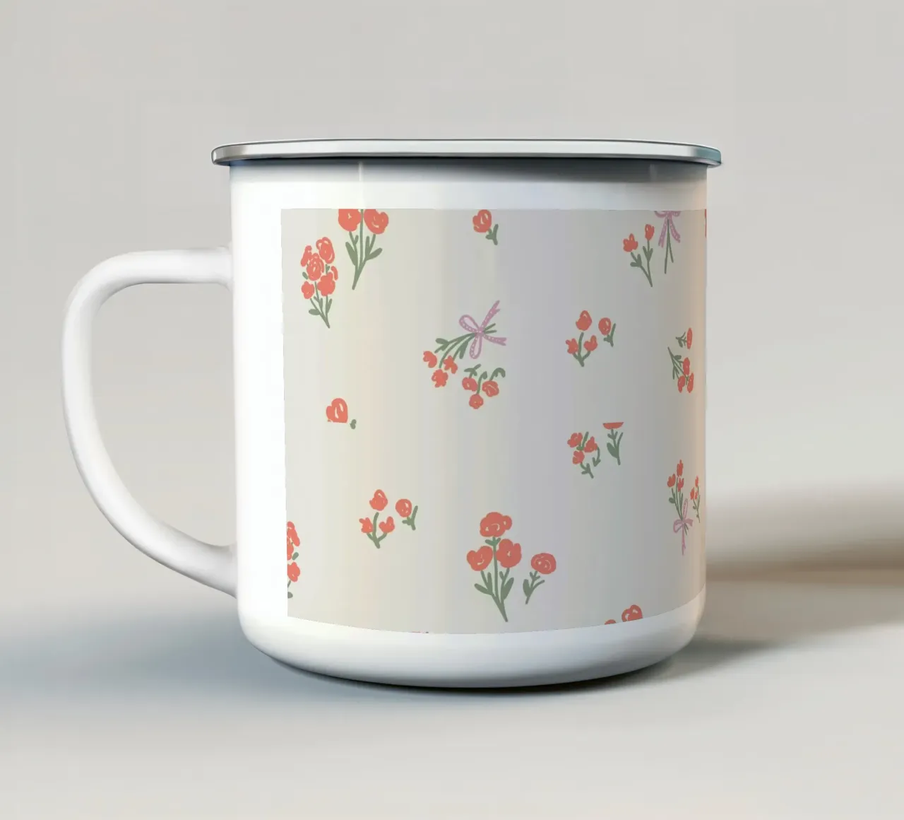 Tiny Red Flowers Pattern tazza in smalto da anisillustration