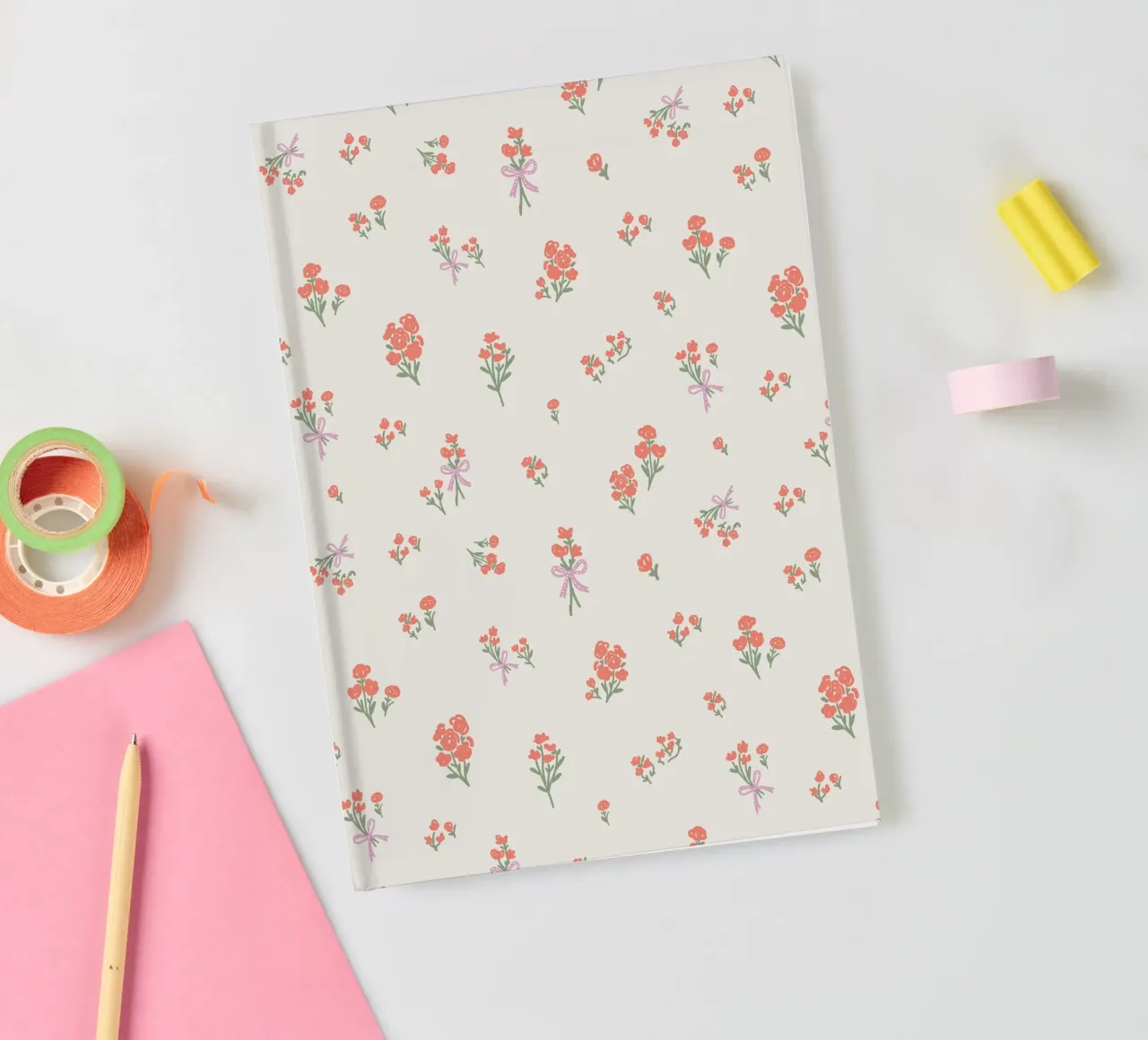 Tiny Red Flowers Pattern notebook by anisillustration