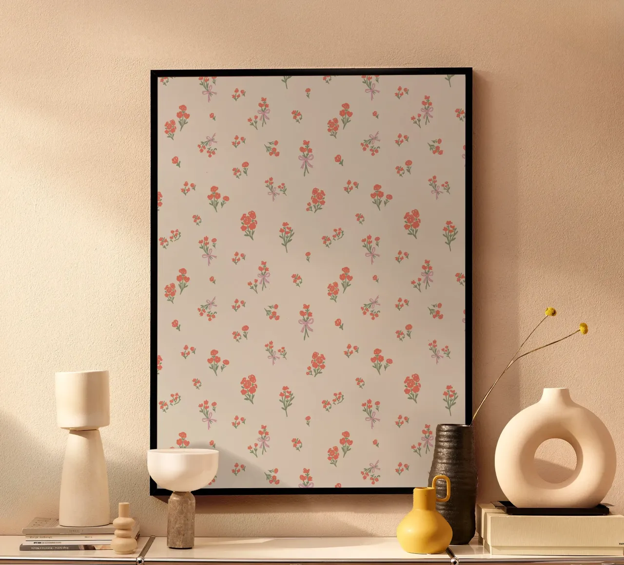 Tiny Red Flowers Pattern poster da anisillustration