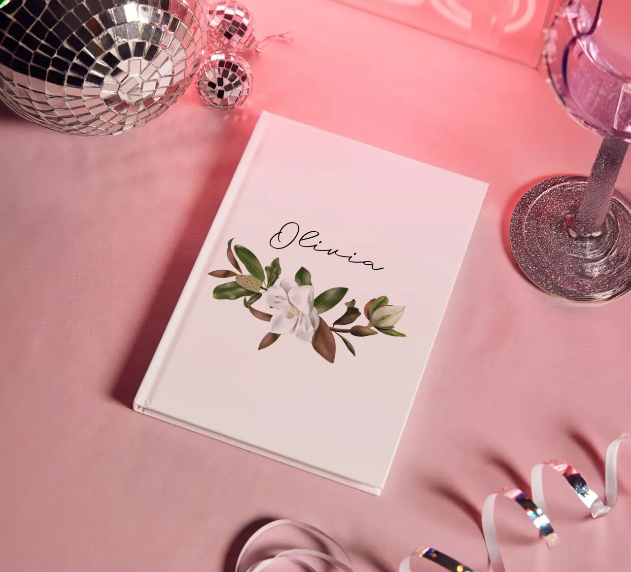 Magnolias bouquet with Name carnet de notes de anisillustration