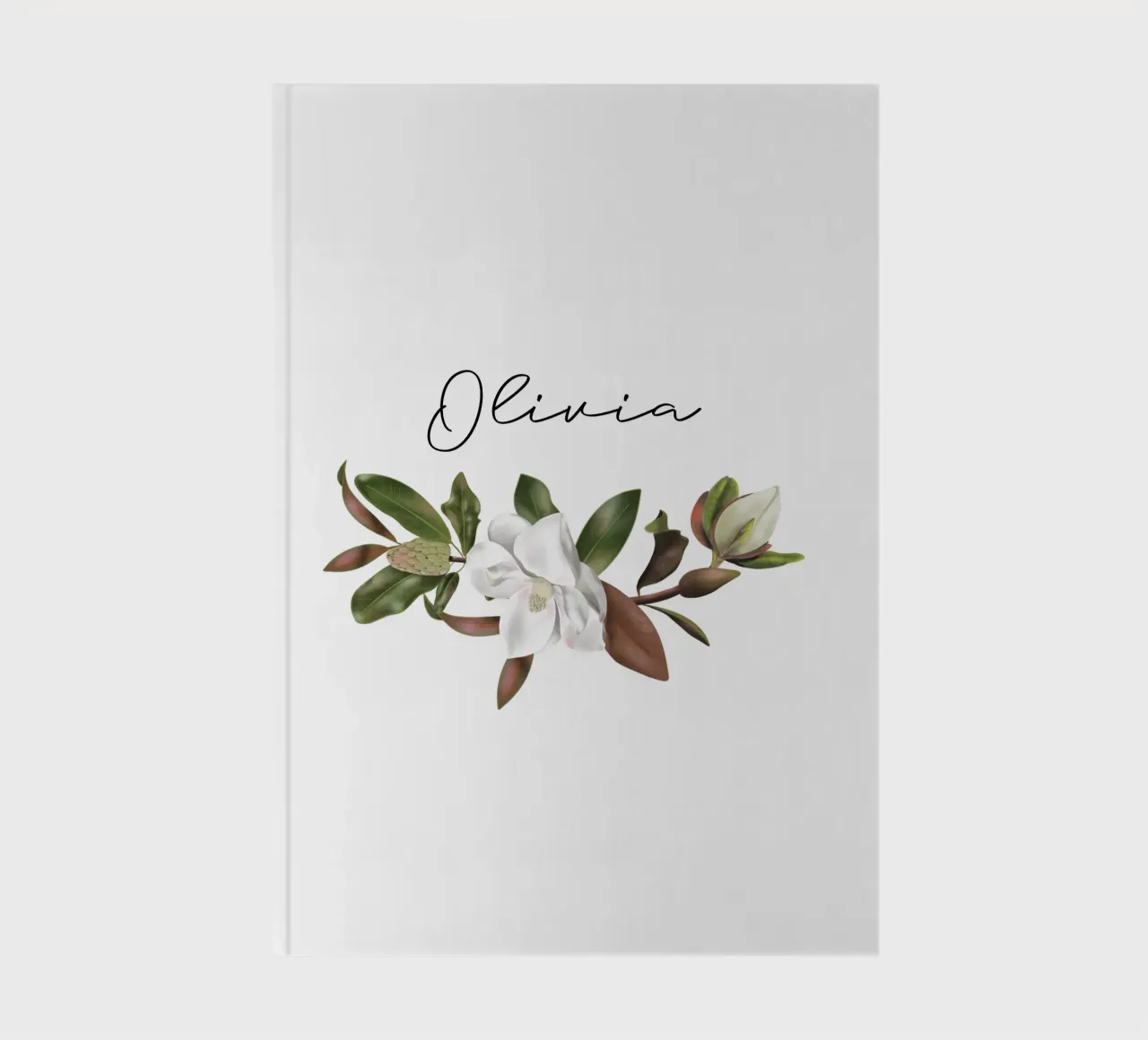 Magnolias bouquet with Name carnet de notes de anisillustration
