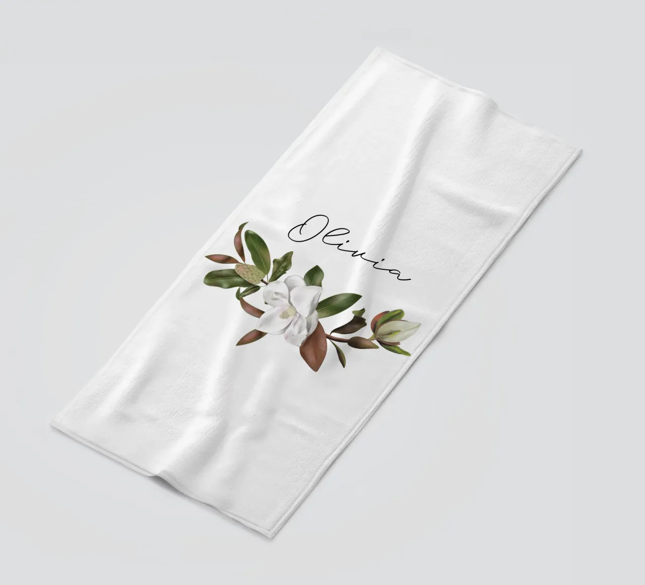Magnolias bouquet with Name telo mare da anisillustration