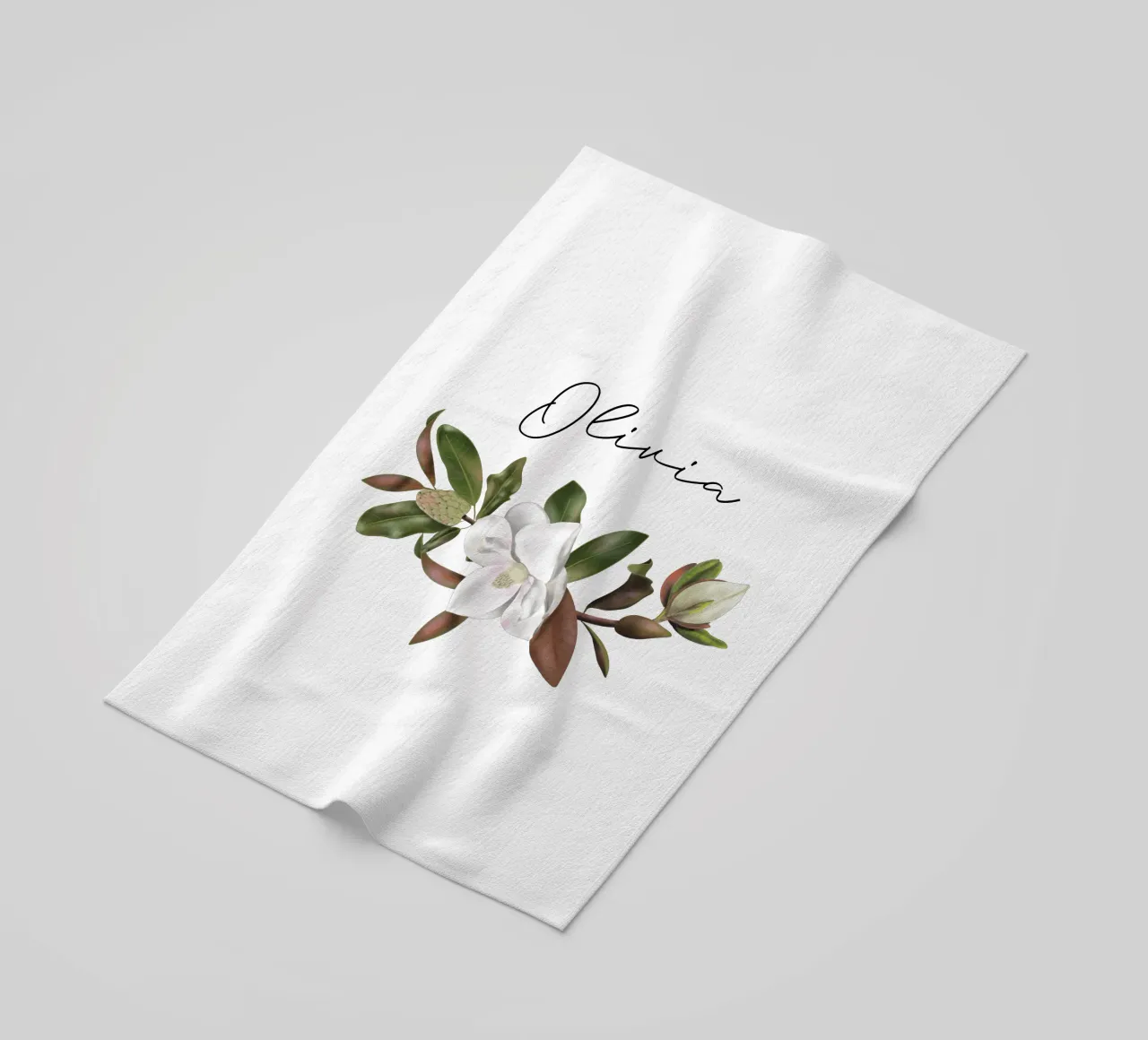 Magnolias bouquet with Name telo mare da anisillustration