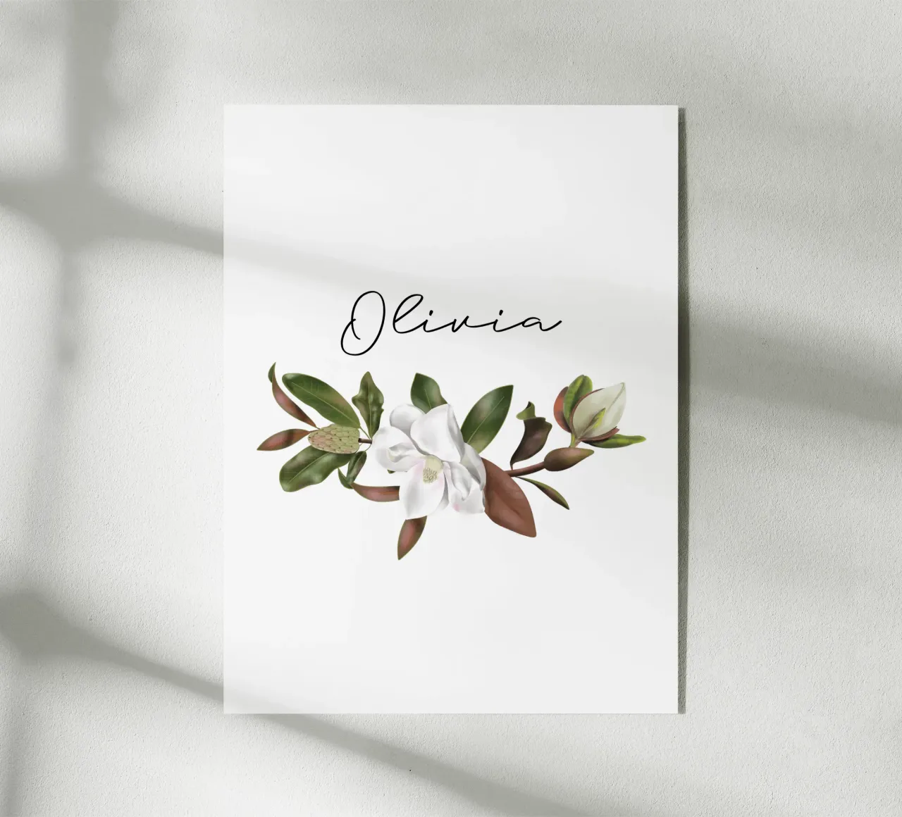 Magnolias bouquet with Name plexiglass da anisillustration
