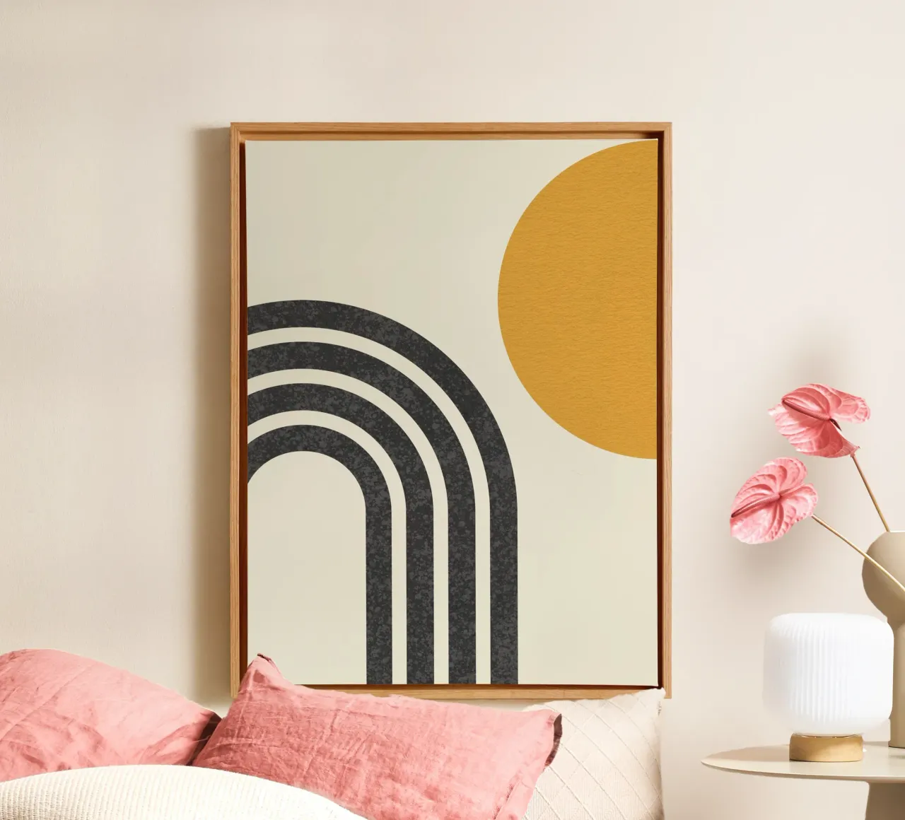Sole e arcobaleno di metà secolo tela con Cornice a cassetta da MoonlightPrint