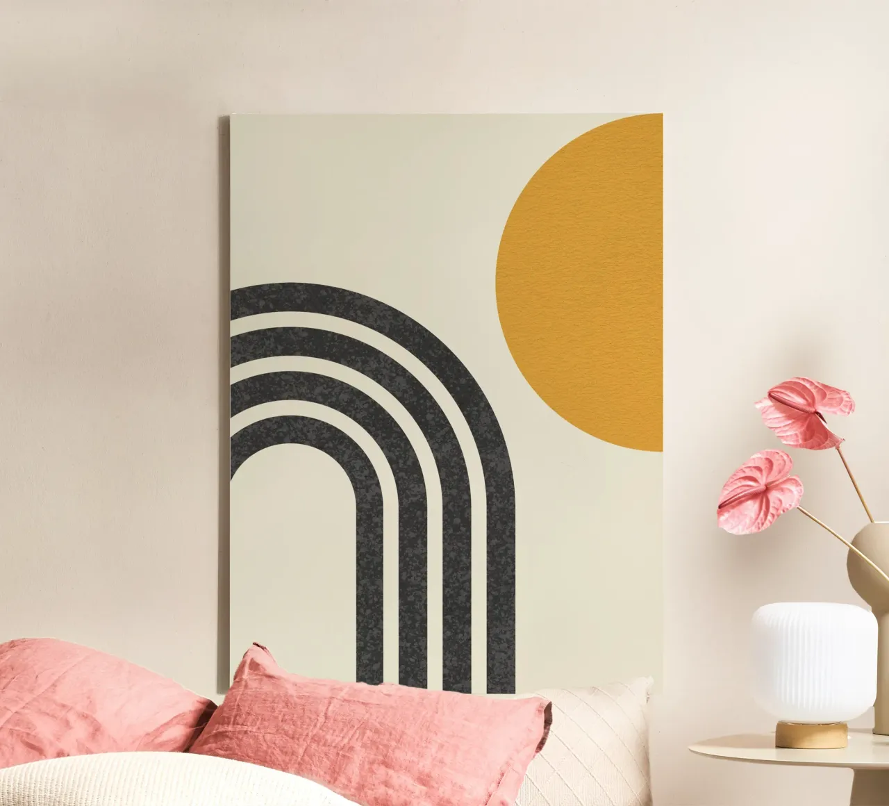 Sole e arcobaleno di metà secolo tela con Cornice a cassetta da MoonlightPrint