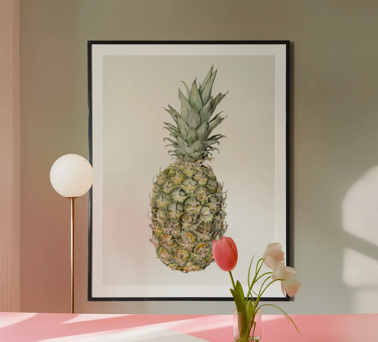 Ananas Poster mit Holzrahmen von Victoriabeyer