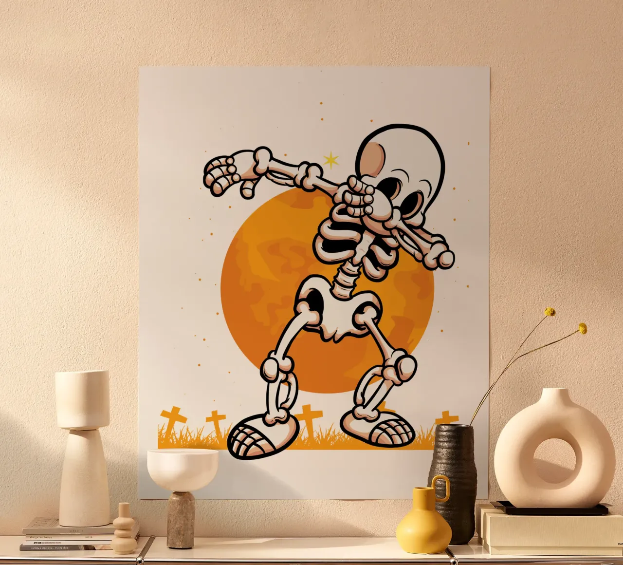 Cartoon Skeleton poster con telaio in alluminio da edsonramosart