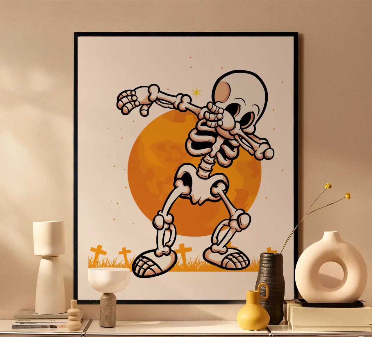 Cartoon Skeleton poster con telaio in alluminio da edsonramosart