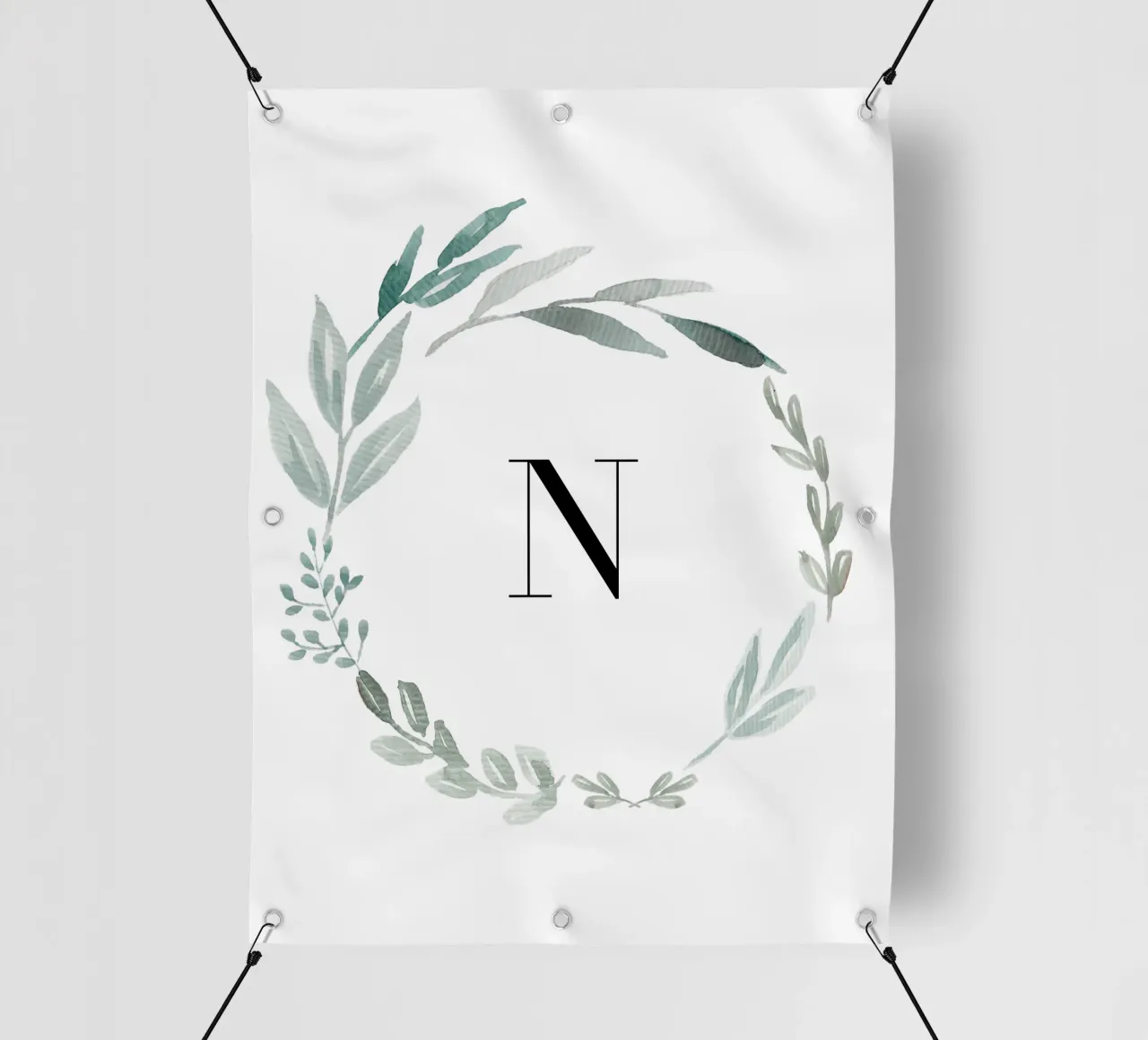 Eucalyptus Watercolor Wreath with Letter telo in pvc da anisillustration