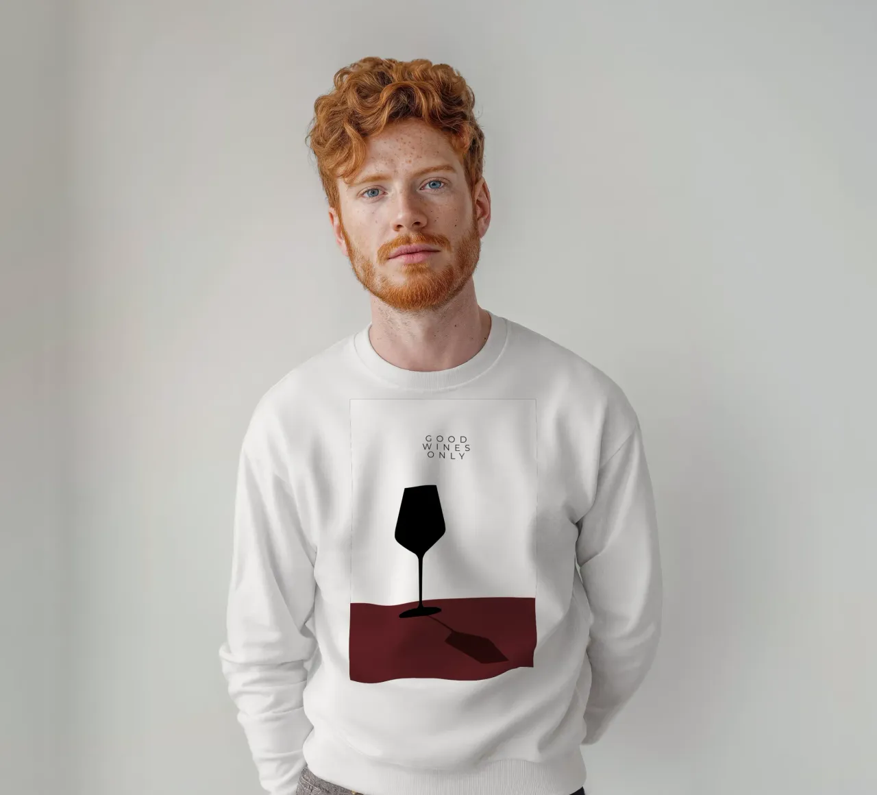 GOOD WINES ONLY felpa da minimalist designs