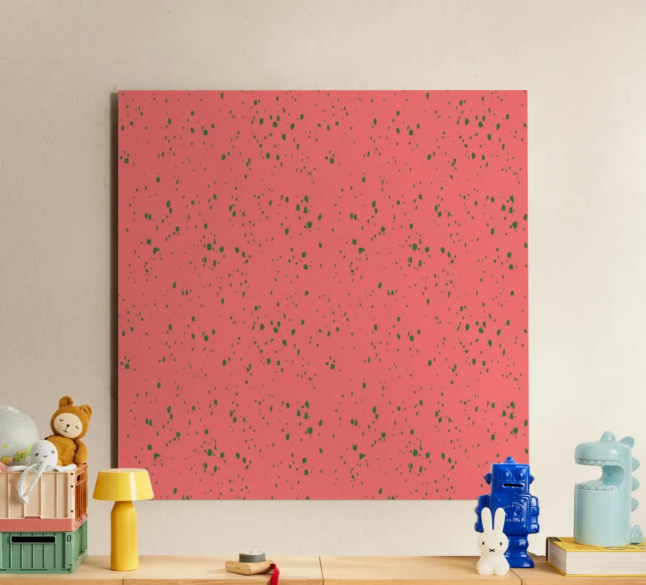 Pink Green Spatter alu-dibond by Victoriabeyer