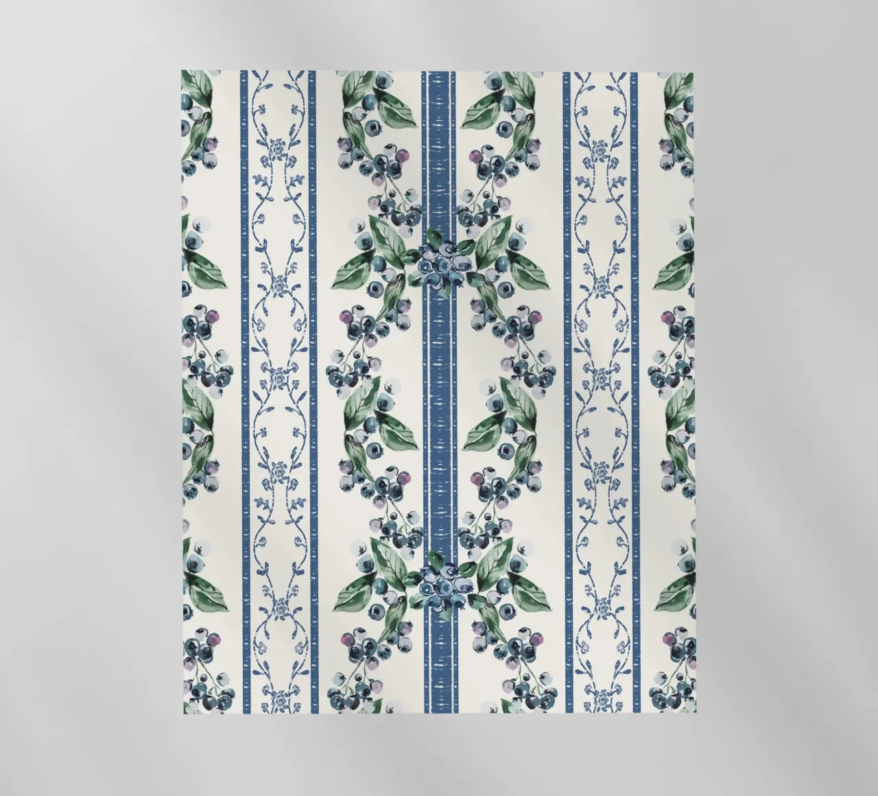 Blueberries Stripes Grandmillennial Pattern pellicola backlit da anisillustration