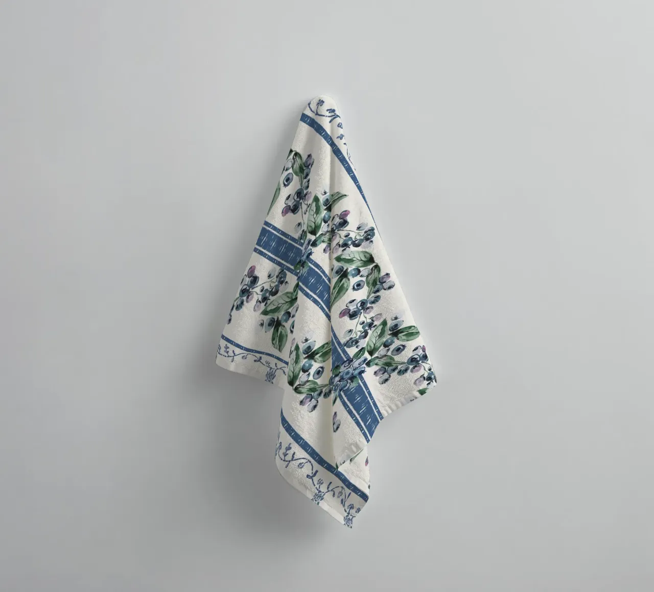 Blueberries Stripes Grandmillennial Pattern asciugamano da bagno da anisillustration
