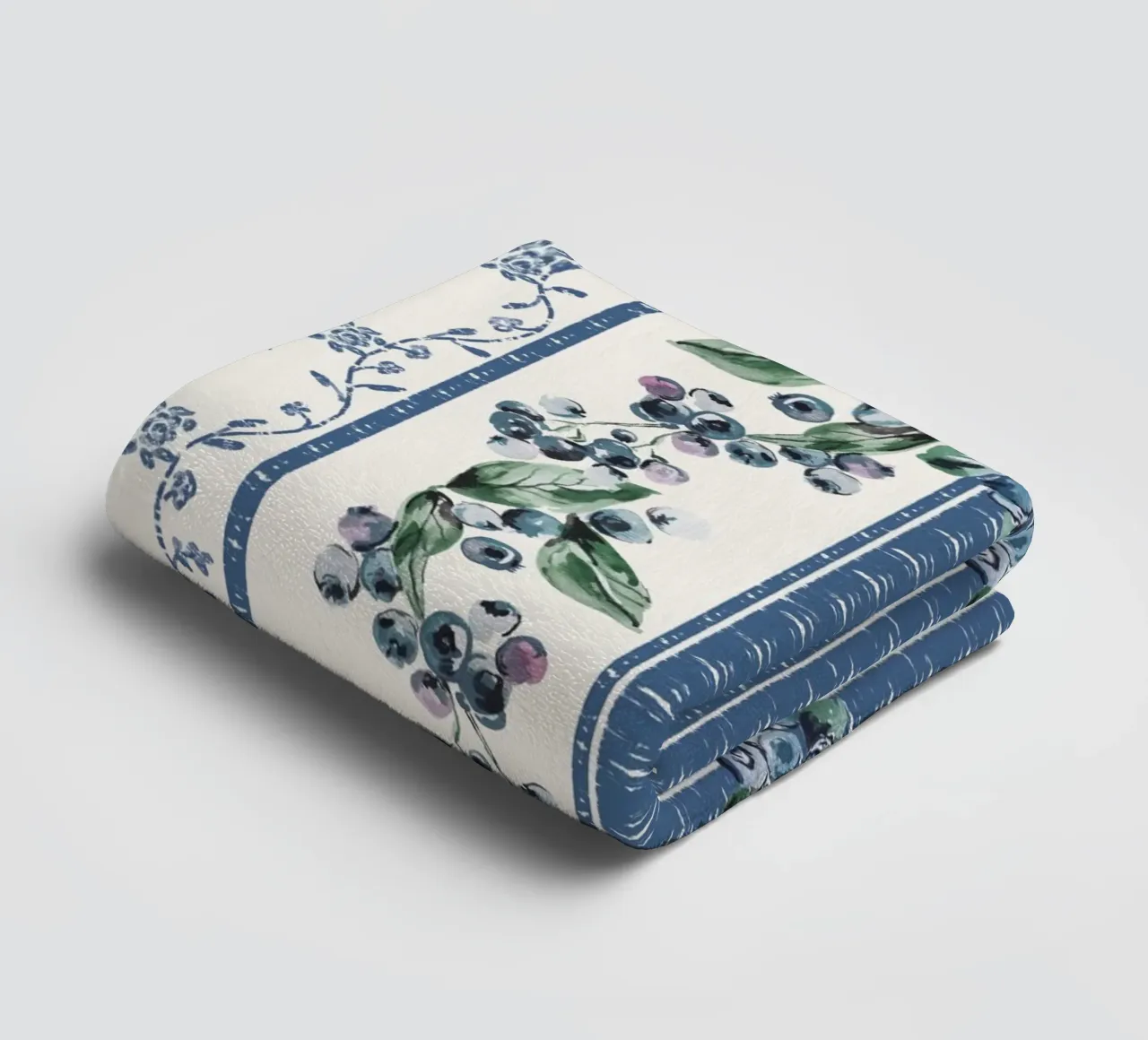 Blueberries Stripes Grandmillennial Pattern asciugamano da bagno da anisillustration