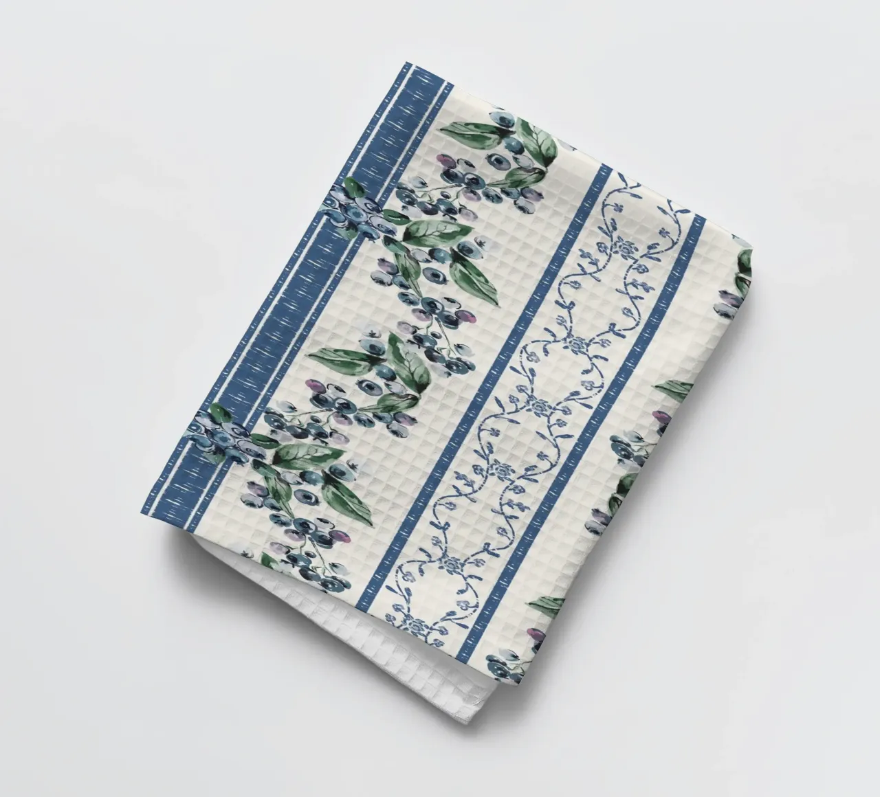 Blueberries Stripes Grandmillennial Pattern canovaccio da cucina da anisillustration