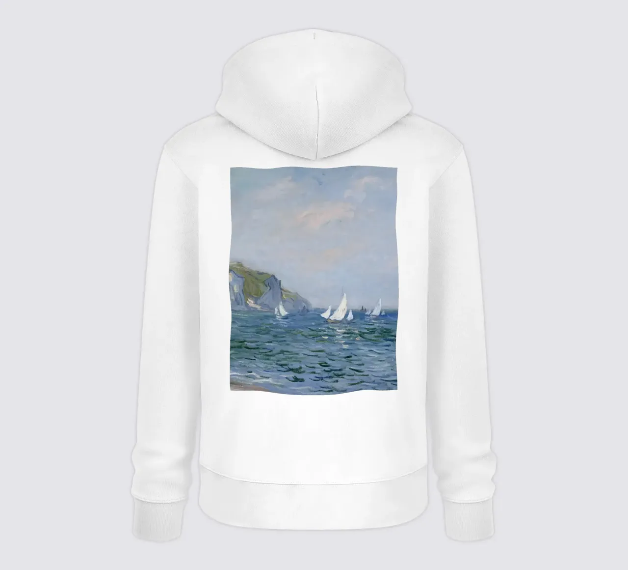 Monet - Scogliere e barche a vela a Pourville felpa con cappuccio da ARTOTHEK