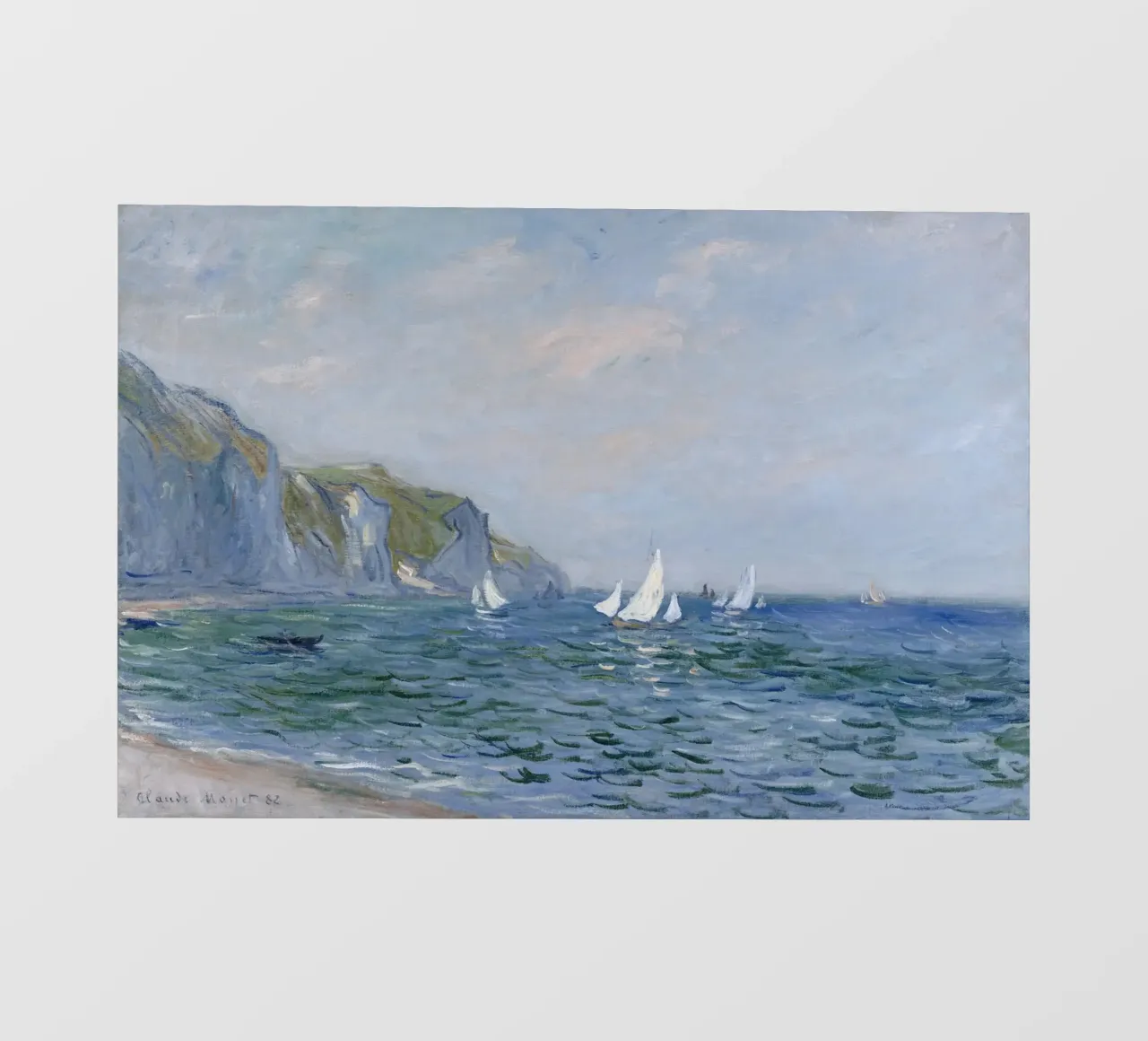 Monet - Scogliere e barche a vela a Pourville telo in pvc da ARTOTHEK