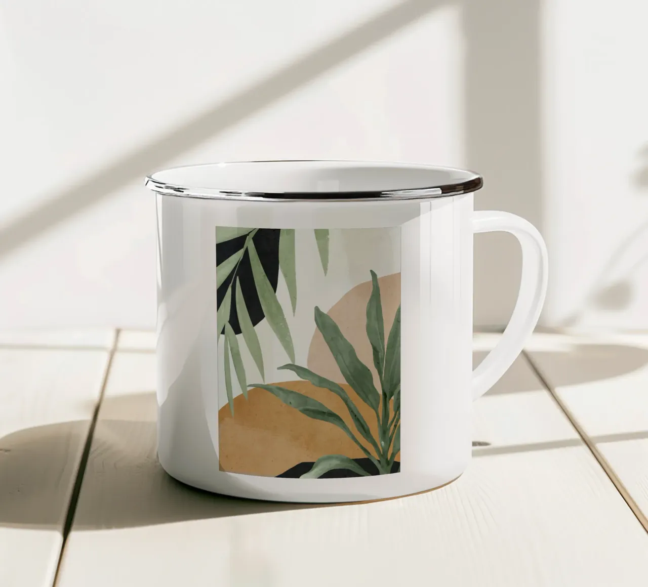 Arte astratta Foglie tropicali 4 tazza in smalto da ThingDesign
