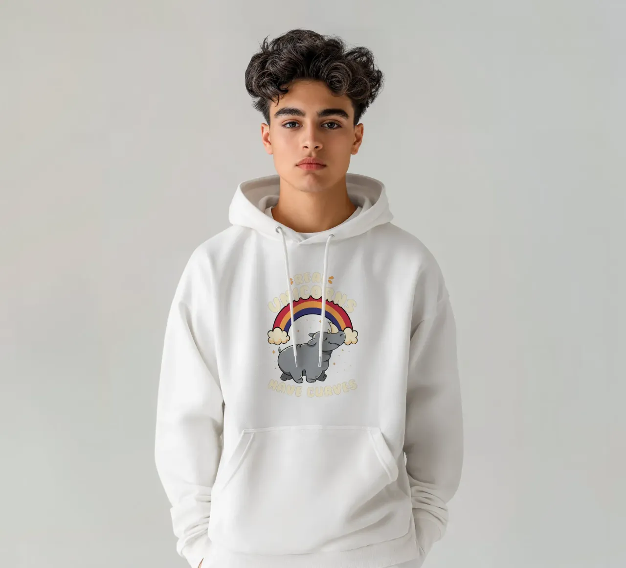 Real Unicorns Have Curves hoodie by Tobe Fonseca