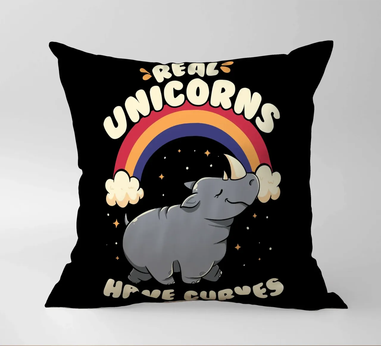 Real Unicorns Have Curves decorative cushion by Tobe Fonseca
