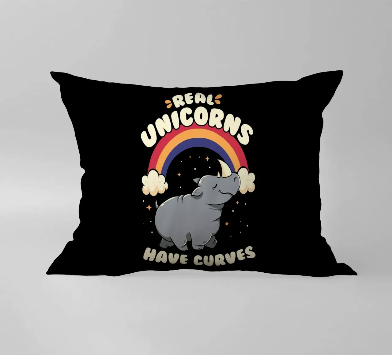 Real Unicorns Have Curves decorative cushion by Tobe Fonseca