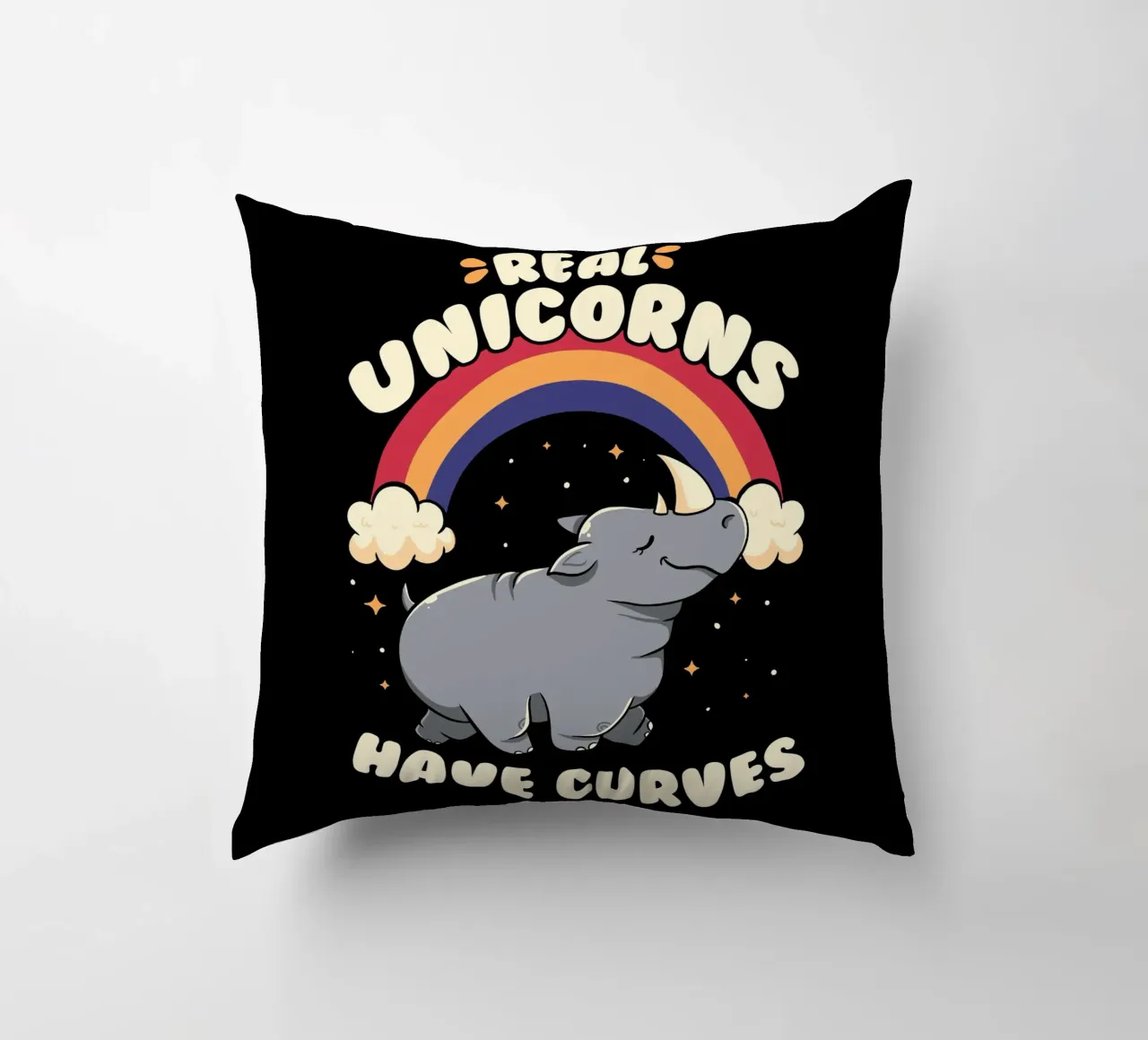 Real Unicorns Have Curves decorative cushion by Tobe Fonseca