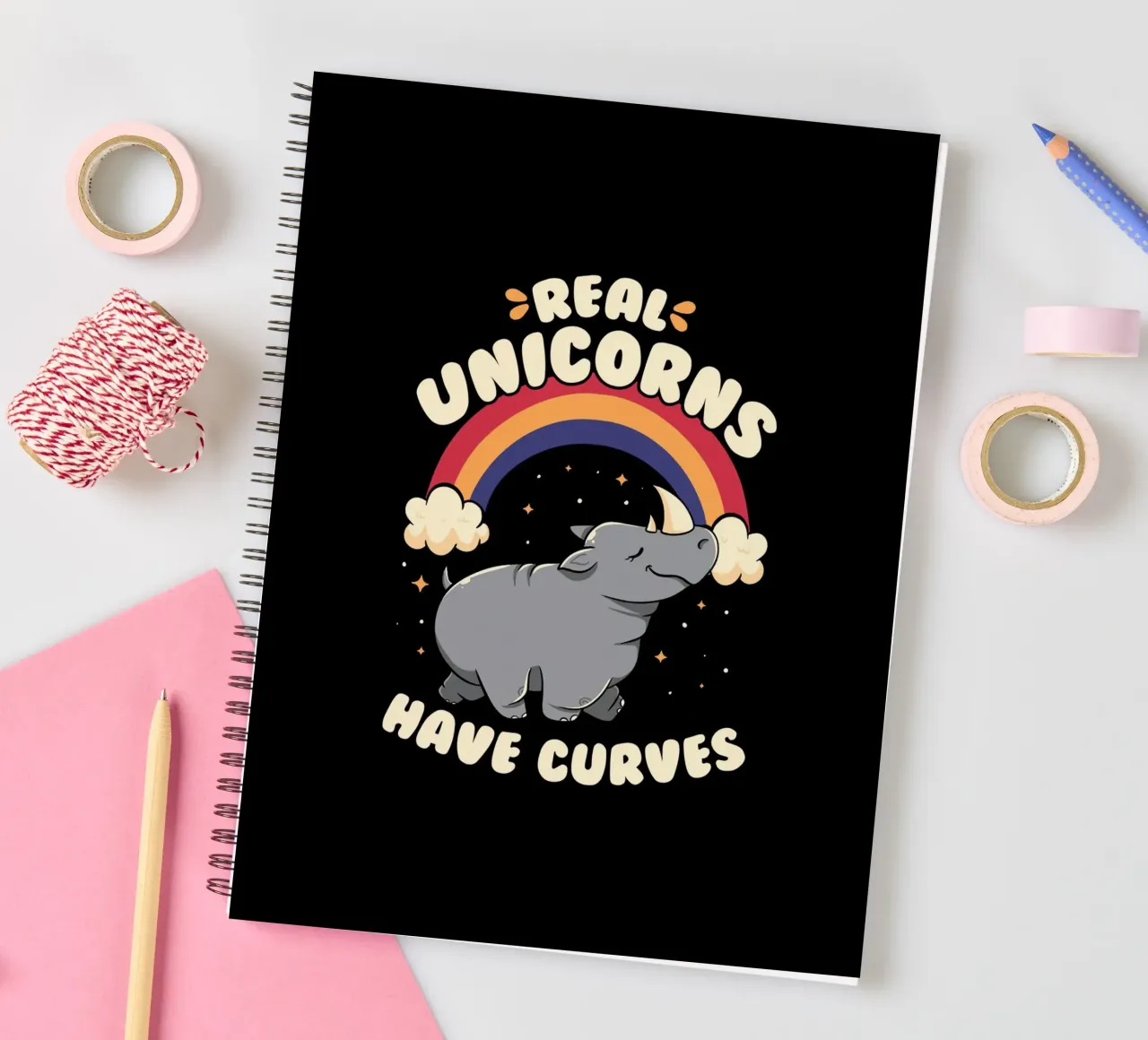 Real Unicorns Have Curves spiral notebook by Tobe Fonseca