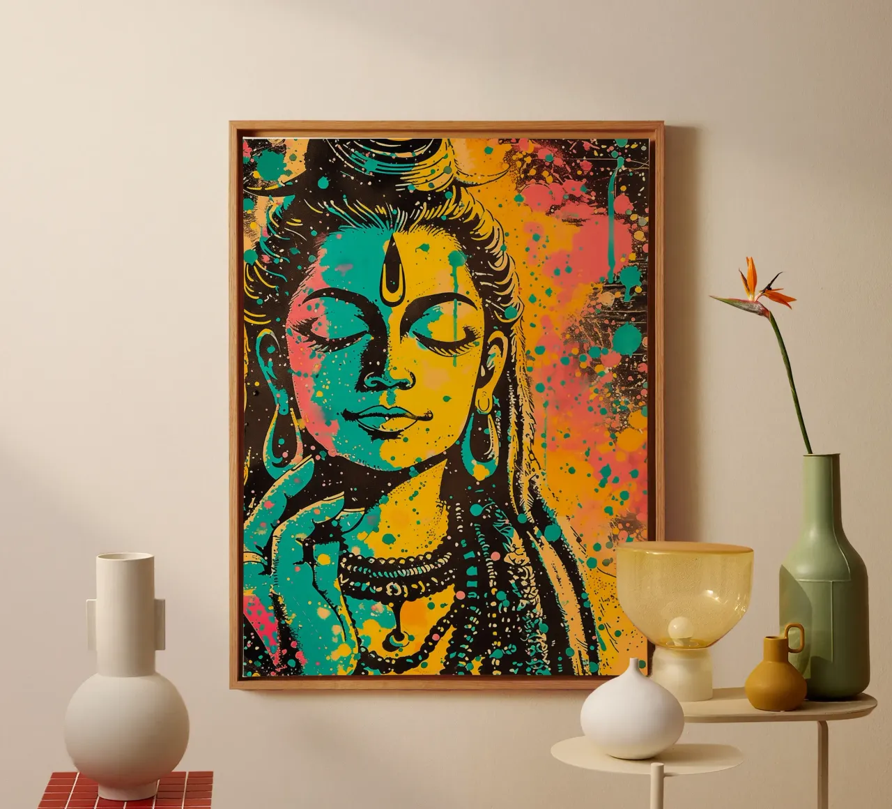 Shiva Pop Art Meditation tela con Cornice a cassetta da Autofocus