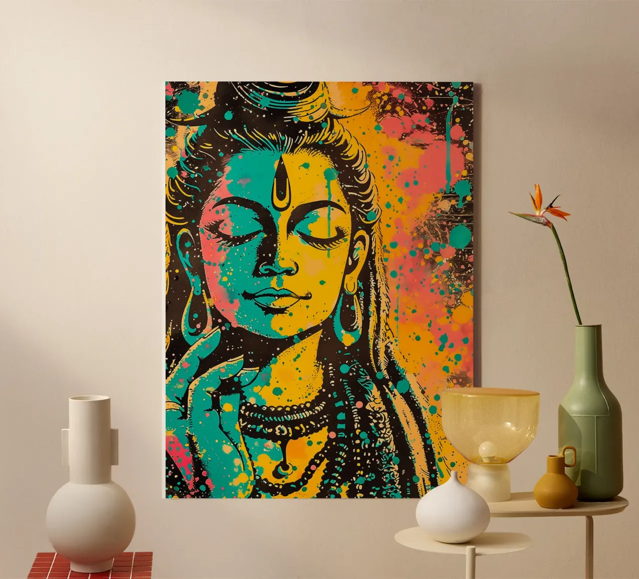 Shiva Pop Art Meditation tela con Cornice a cassetta da Autofocus