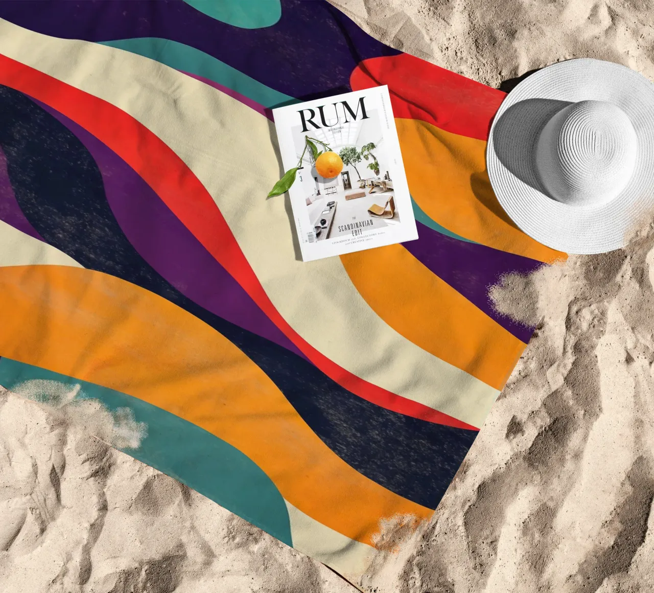 Casablanca Art School Waves | Abstract Retro Charm beach towel by Autofocus