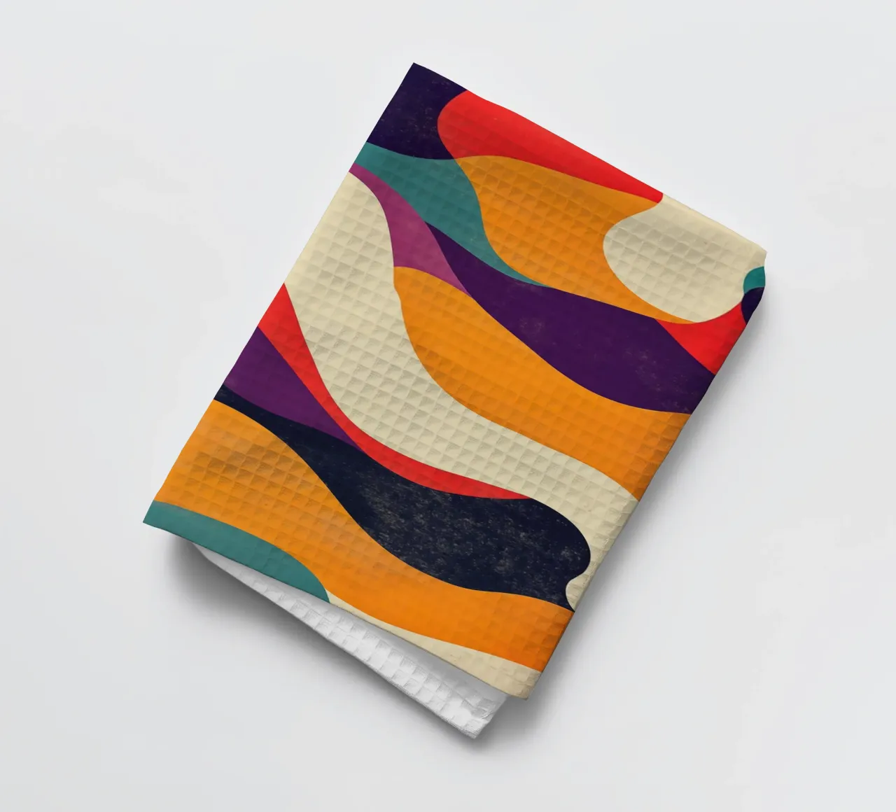 Casablanca Art School Waves | Abstract Retro Charm tea towel by Autofocus